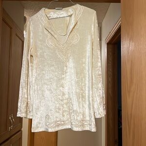 Vintage Velvet embroidered Lolly Pops & Roses bell sleeve top